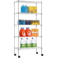 thumbnail image 2 of BestOffice FDW 30"x14"x60" 5-Tier Wire Shelving Unit, Casters, Adjustable Metal Storage Rack, Heavy-Duty Steel for Kitchen, Pantry, Garage, Chrome, 2 of 6