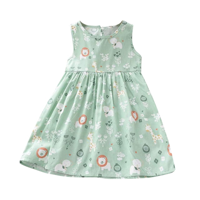 Kcodviy Robe d'Été pour Filles Robe Décontractée pour Filles Robes de Noël Taille 8 Robes de Princesse Sans Manches Robe Com à Fleurs Robe Imprimée pour Enfants Robe de Plage
