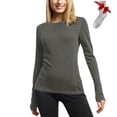 thumbnail image 2 of Yuyuzo Chandails à Manches Longues pour Femmes, Couche de Base Thermique Légère, T-Shirts à Col Rond, Hauts Chauds et Confortables avec Chaussettes, 2 of 7