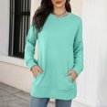 thumbnail image 2 of IROINID Offres T-Shirt à Manches Longues en Polyester pour Femmes Confortable Automne et Hiver Nouveau Col Rond avec Poche Chandail Hauts, Vert, 2 of 7