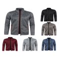 thumbnail image 1 of Men Zip Up Knit Jacket Casual Loose Stand Collar Long Sleeve Jacket, 1 of 6