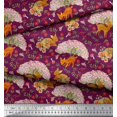 thumbnail image 3 of Soimoi Rayon Fabric Tree,Floral & Deer Animal Print Fabric by The Yard 56 Inch Wide, 3 of 3