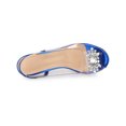 thumbnail image 4 of BLISSFUL STEP Women's Shoes Clear Slingback Rhinestone Peep Toe Block Heel Sandals Blue 7, 4 of 7