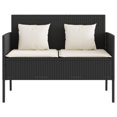 thumbnail image 2 of vidaXL Garden Bench with Cushions Black Poly Rattan, 2 of 5