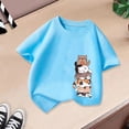 thumbnail image 4 of LUOGENLI T-Shirt pour Filles Enfant Filles Mignon Mode Imprimé Décontracté Ample Col Rond Manche Courte Tee Été T-Shirt Hauts Maxi Hauts Ensembles Filles Tenue 2 Pcs Bleu 2-4 Ans, 4 of 4