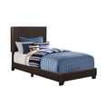thumbnail image 3 of Monarch Specialties Bed, Twin Size, Platform, Bedroom, Frame, Upholstered, Pu Leather Look, Wood Legs, Brown, Transitional, 3 of 3