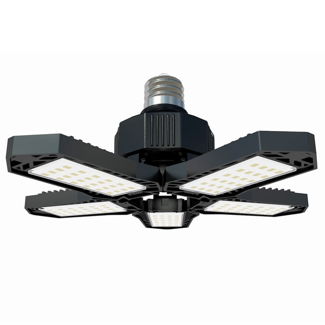 Yeacher LED Garage Lights-Mini Ceiling Lights with 5 Adjustable Panels Deformable Fan Lamp Celling 100-265V