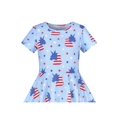 thumbnail image 4 of Robe Fille Bleu Unicorn Étoile Drapeau 4 Juillet Fête Nationale Manches Courtes 5 Ans, 4 of 6