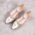 thumbnail image 2 of RKSTN Girls Sandals Rhinestone Pumps Chunky Block Heel Pointed Toe Ankle Strap Slingback French Style Summer Evening Host Shoes for 4-12 Years, 2 of 6