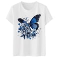 thumbnail image 4 of Hauts d'Été pour Femmes T-Shirt Imprimé à Col Rond Manches Courtes Sport Décontracté T-Shirts pour Femmes Blanc L, 4 of 4