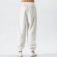 thumbnail image 3 of Birdeem Man and Linen Solid Color Drawstring Pockets Binding Leg Trousers, 3 of 3