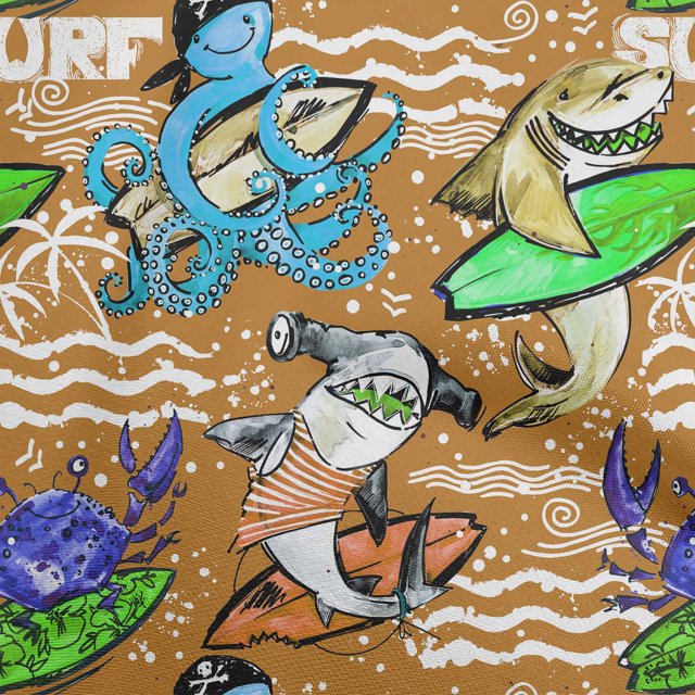 oneOone Polyester Spandex Dark Mustard Fabric Ocean Life Craft Projects Decor Fabric Printed By The Yard 56 Inch Wide