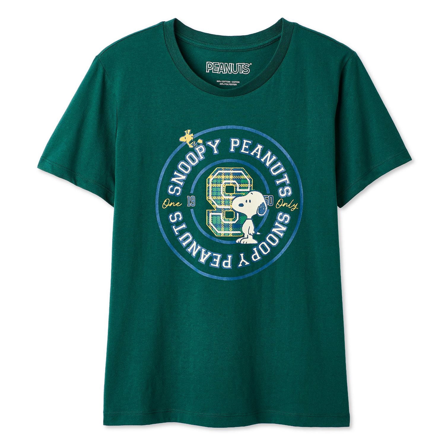 T-shirt style universitaire Snoopy Peanuts pour femmes