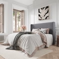 thumbnail image 1 of Amolife Queen Size Velvet Upholstered Bed with Wingback Headboard, Light Grey, 1 of 9