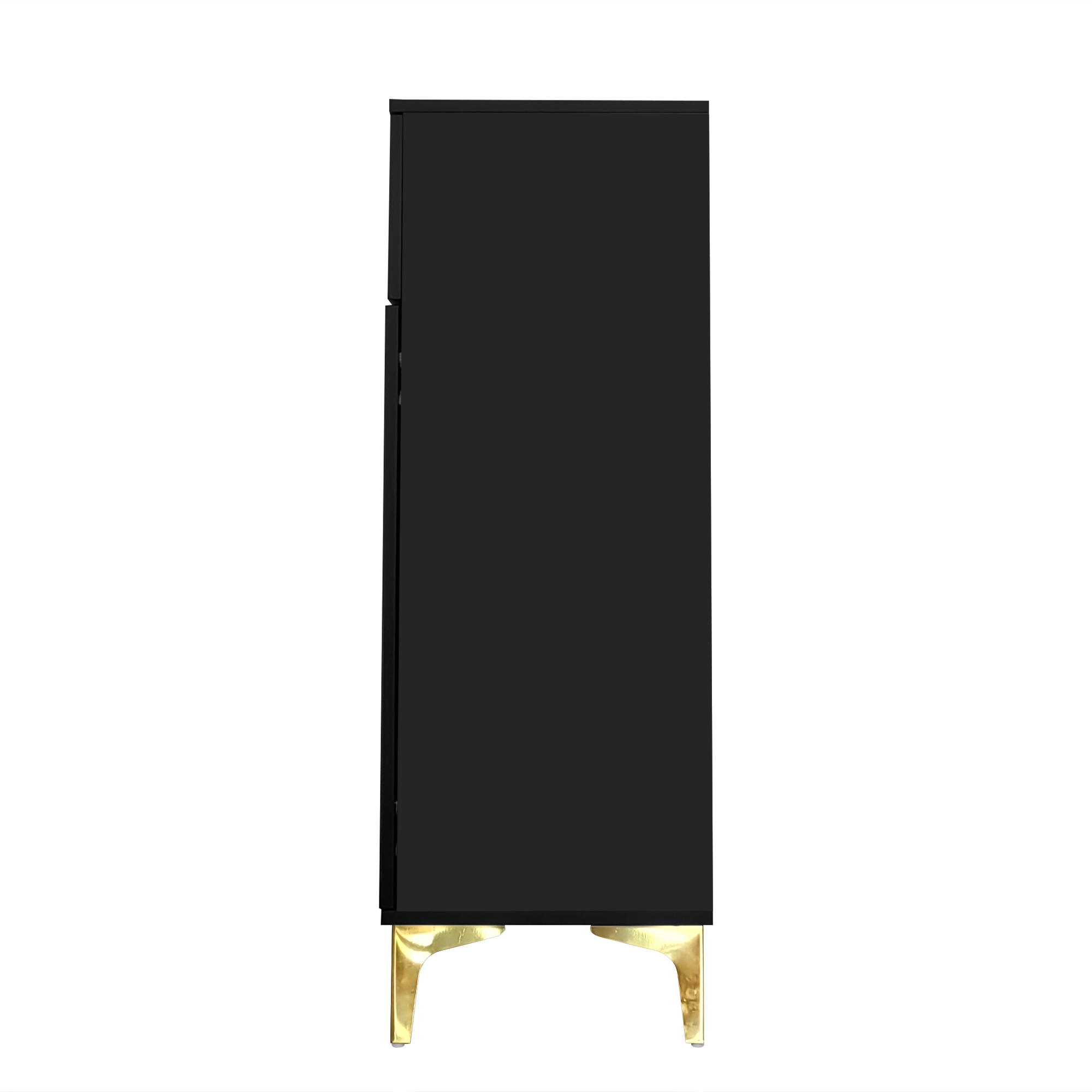 Homy Casa armoire de rangement noire avec 2 tiroirs, portes à fermeture douce et accents dorés