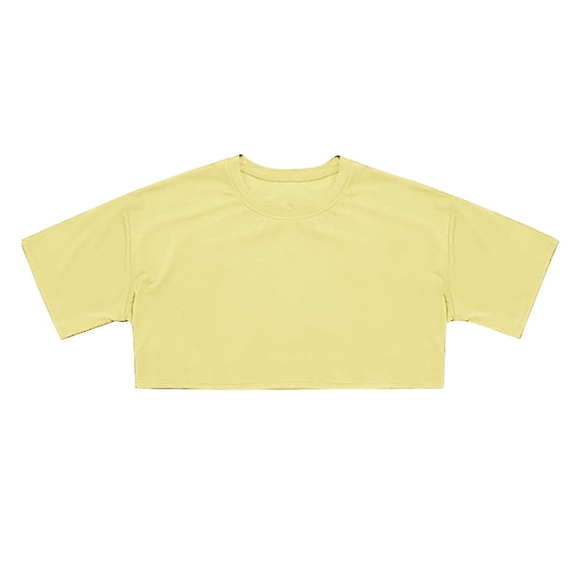 Crop Tops For Girls Short Sleeve Shirt Girls Summer Tops Neck Slim Fit Tops Basic Tee