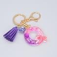 thumbnail image 2 of Hangs Pendant 2 Resin Glittering Letter Keychain with Color Stitching Flowing Design Purple Drop Glue English Character Key Chain, 2 of 5