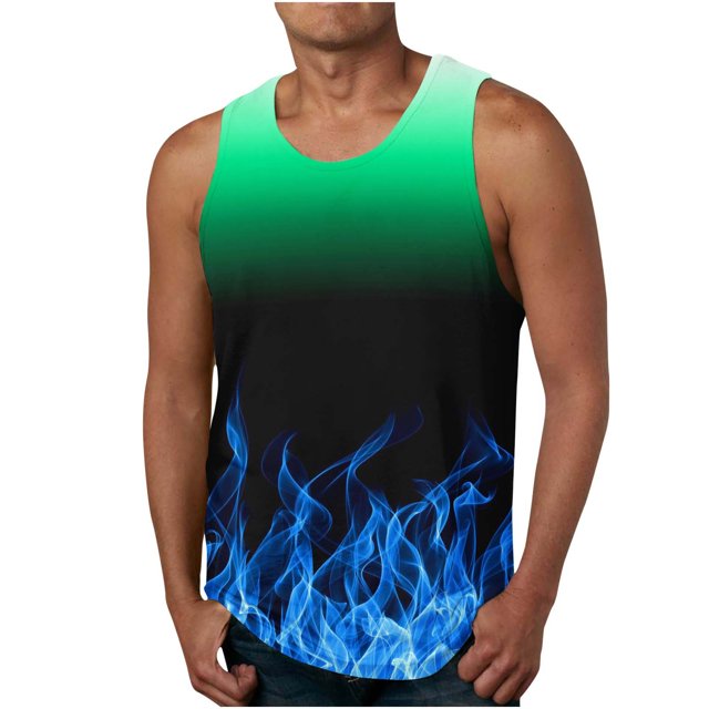 EGNMCR Débardeurs Homme Homme Décontracté Mode Dégradé Imprimé Chandail Col Rond Débardeurs de Sport