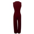 thumbnail image 5 of Pompotops Combinaison Pyjama à Col Licou Unie pour Femmes, Décontractée, Pantalon à Jambe Grand, 5 of 5