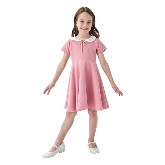 Ketyyh-chn99 Robes Fille Été Robes d'Été Été Manches Longues Robe Courte Princesse Jupe Tutu Sans Manches Robe d'Été Rose,7-8 Ans