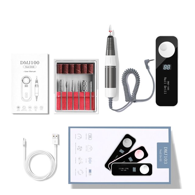 35000RPM Electric Nail Drill Machine, Professional Rechargeable Nail Drill, Portable Electrical Nail File For Acrylic Nails ,Easy to Use