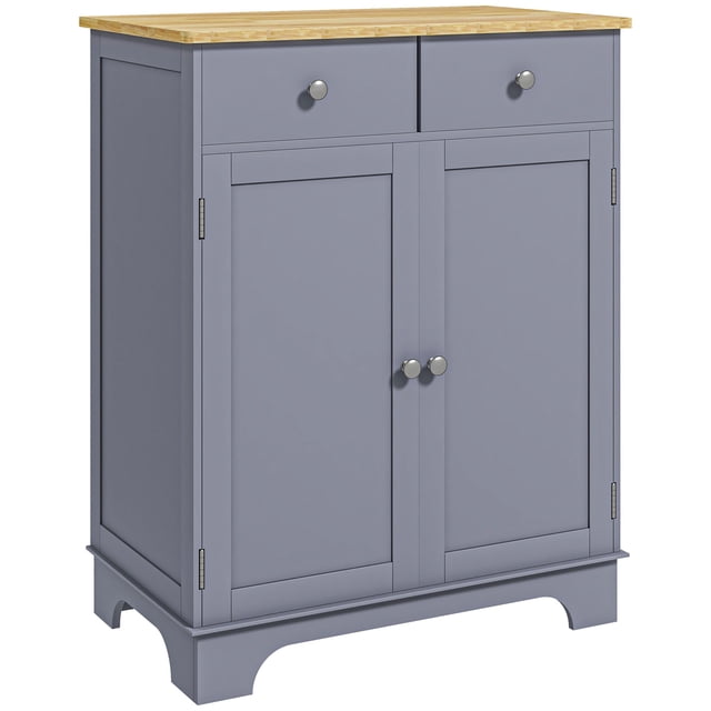 HOMCOM Kitchen Cabinet, Sideboard Floor Cupboard with Drawers, Grey