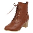 thumbnail image 1 of Kcodviy Bottes pour Femmes d'Automne et d'Hiver à Largeur Grand pour Femmes Talon Plat Talon Épais à Lacets Bottes Rétro pour Femmes Bottes Commerce Extérieur Station Indépendante Édition Coréenne Bottes à Talons Hauts Bottines Courtes Femme, 1 of 9