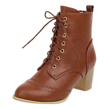 Women's Ankle Boots - Autumn and Winter Thick Heel Lace Up Footwear for Women High Heel Korean Edition Short Boot Design Stylish and Comfortable Winter Accessories