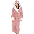 thumbnail image 1 of Hot ! TIMIFIS Women Hooded Plush Soft Robe Warm Fleece Bathrobe Warm Fleece Winter Robe, Long Soft Plush Cozy Spa, Resort & Hotel Bathrobe Bathrobe pring/Summer, 1 of 5
