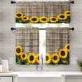 thumbnail image 1 of Sunflowers Kitchen Curtains Yellow Flower Window Curtains and Valances Set, Summer Short Tier Curtain for Kitchen, Rustic Vintage Wooden Board Small Kitchen Decor 52" x 24", 1 of 5