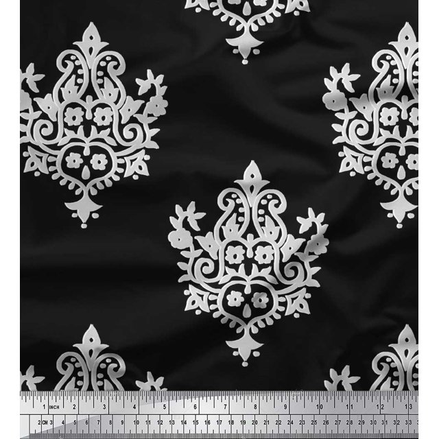 Soimoi Silk Fabric Floral & Paisley Block Print Fabric by The Yard 42 Inch Wide
