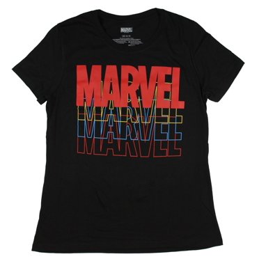 Marvel T-Shirt en Coton à Manches Courtes avec Logo en Script Superposé Coloré pour Junior Comics TP