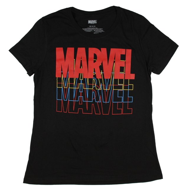 Marvel T-Shirt en Coton à Manches Courtes avec Logo en Script Superposé Coloré pour Junior Comics TP
