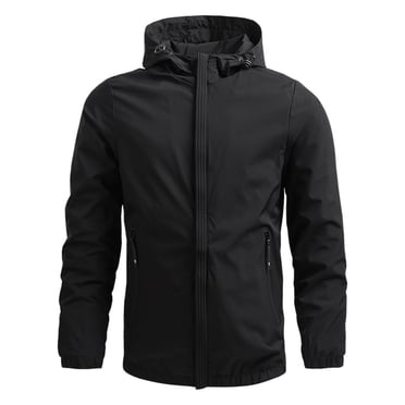 Pisexur Men's Coats Fashion Loose Windbreaker Jackets for Men Zip Up Hooded Bomber Jacket Casual Lightweight Trench Coat Plus Size Windproof Outwear Solid Color Trench Coats M-5XL