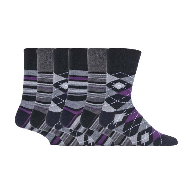 Gentle Grip - 6 Pairs Mens Gentle Grip Non Elastic Socks