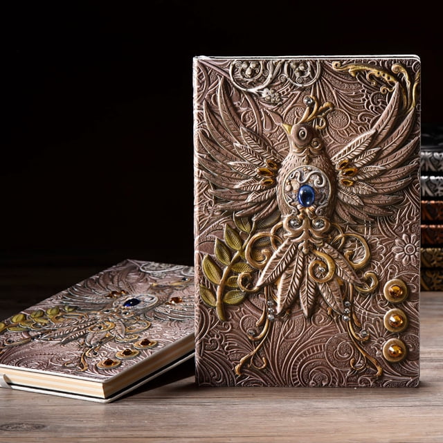 EGNMCR Diary NoteBook Notebooks for Work Retro Embossed Bird Pattern Notebook European A5 Notepad Stereo 100 Pages embossed notebook