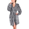 thumbnail image 2 of LSLJS Robe de Nuit Femme Douce Couleur Unie Manches Longues Col en V Hiver Ceintures Poches Polaire Faux Velours, Womens Robe, 2 of 7