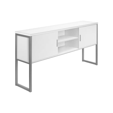 Monarch Specialties Huche De Bureau, 72"l, Travail, Portes De Stockage, Travail, Qualité Commerciale, Stratifié Blanc, Métal Argenté, Contemporain