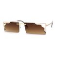 thumbnail image 3 of Retro Metal Geometric Deco Tip Rimless Sunglasses Gold Brown, 3 of 4
