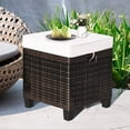 thumbnail image 4 of Costway 2PCS Patio Rattan Ottoman Cushioned Seat Coffee Table Furniture Beige, 4 of 10