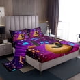 thumbnail image 1 of Guitar Sheets Glitter Music Notes King Bed Sheets Set,Musical Instrument Sheet Set for Kids Boys Girls Teens Room Decor Purple Gradient, 1 of 6