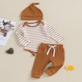 thumbnail image 3 of Baby Clothes Set  Romper with Long Sleeve Striped Pants and Hat, 3 of 9