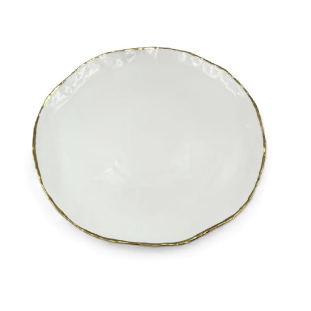 Elegance Plaque de Recharge Ronde Freestyle 12,5 Po Simplicity Collection en Porcelaine Blanche avec Garniture Dorée