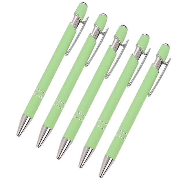 Maplenight Aluminum Ballpoint Pen with Touchscreen Tip - Metal Body, 1.5g Ink, 5pc Set for Business, Student Writing, and Screen Use Mint Green