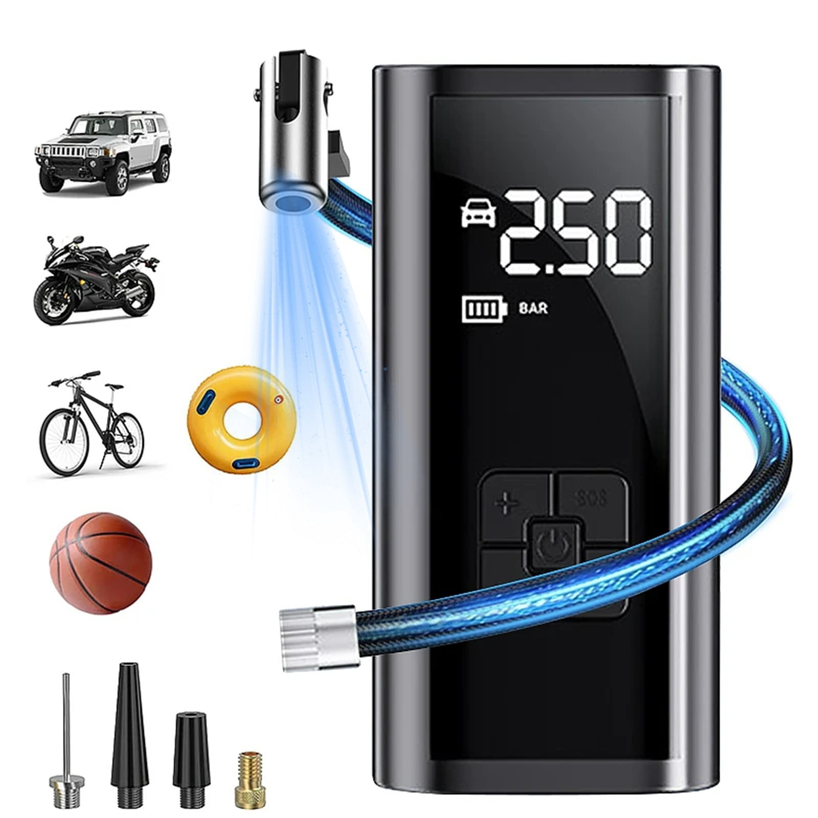 Birdeem Tire Inflator with Pressure Gauge,Car Tire Inflator,Corded Digital Models of Car Inflatable Pump Pump Car with Portable Tire Filling Lighting Pump Pump Inflator,Portable Tire Inflator for Car