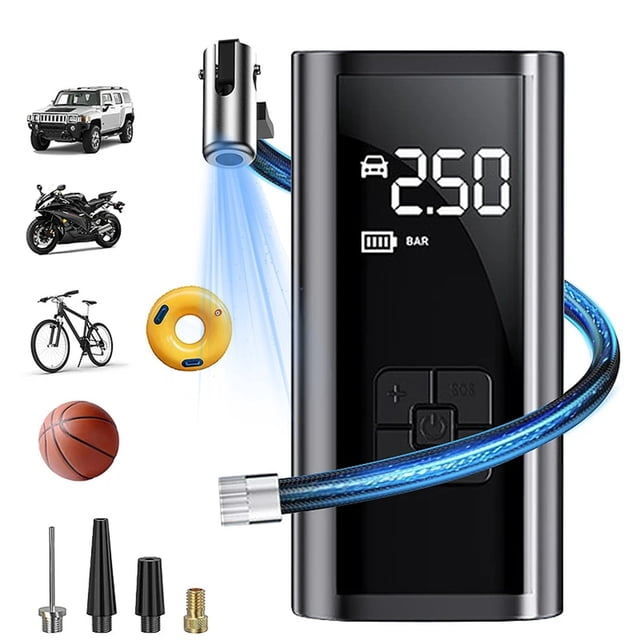 LSLJS Wireless Car Inflatable Pump Electric Pump Car with Portable Tire Filling Lighting Pump Pump Flusher, Vehicle Pumps
