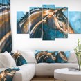 thumbnail image 3 of Design Art Cheval Brun Sur Bleu Aquarelle Art Sur Toile, 3 of 3