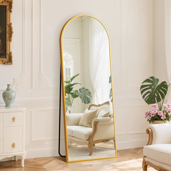 EDX Gold 64"x21" Arched Full Length Mirror with Metal Frame, Full Body Floor Mirror, Free-Standing Wall-Mounted Hanging
