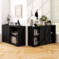 thumbnail image 2 of Costway Buffet Bahut Empilable, Ensemble de 2 avec Portes Coulissantes et Tablette Réglable, Noir, 2 of 9