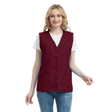 TOPTIE Adult Volunteer Activity Vest Supermarket Uniform Vests Clerk Workwear-Burgundy-6XL